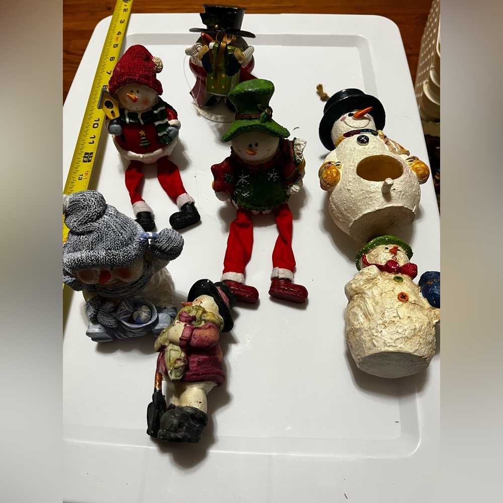 Festive Snowman and Santa Figurines